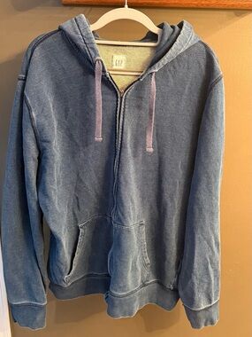 VINTAGE GAP Denim Blue Zip Hoodie